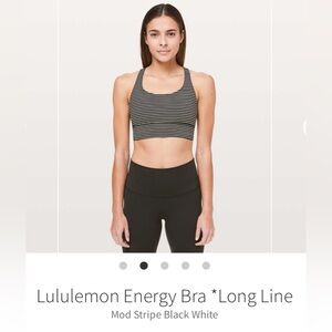 Energy bra. Long line. Size 6. Mod stripe black/white